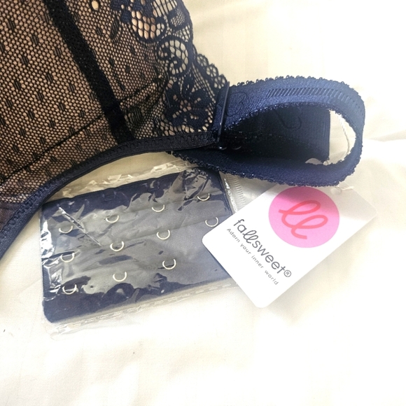 Fall Sweet Lace Padded Underwire Push Up Bra In Navy Blue, Size 36C - Picture 3 of 8